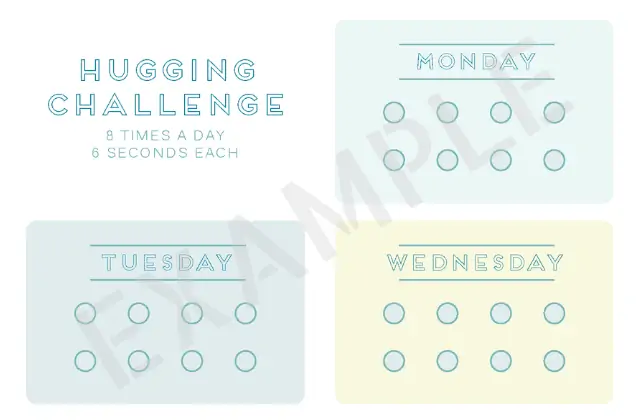 Preview of printable: Hugging Challenge tracker