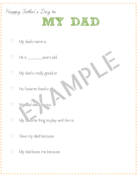 The most heartwarming Father's Day printable: Fill out this "all about dad" printable with your child for a one-of-a-kind gft